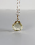 Lemon Topaz Necklace 14k Solid Gold, Minimalist Rose Cut Yellow Lemon Topaz Pendant Necklace, Mother's Day Gift for New Mom