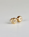 Rustic Diamond Pebble Stud Earrings 14k Solid Gold (SINGLE or PAIR)