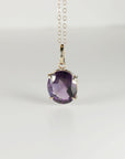 Large Amethyst Pendant Necklace 14k Solid Gold February Birthstone Minimalist Oval Amethyst Pendant Necklace, Mother's Day Gift for New Mom