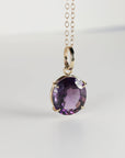 Large Amethyst Pendant Necklace 14k Solid Gold February Birthstone Minimalist Oval Amethyst Pendant Necklace, Mother's Day Gift for New Mom