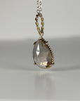 Drop Smokey Quartz Pendant Necklace 14k Solid Gold, Minimalist Pear Smoky Quartz Charm Pendant Necklace, Mother's Day Gift for New Mom