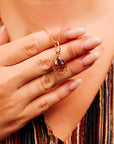 Drop Smokey Quartz Pendant Necklace in 14k Solid Gold