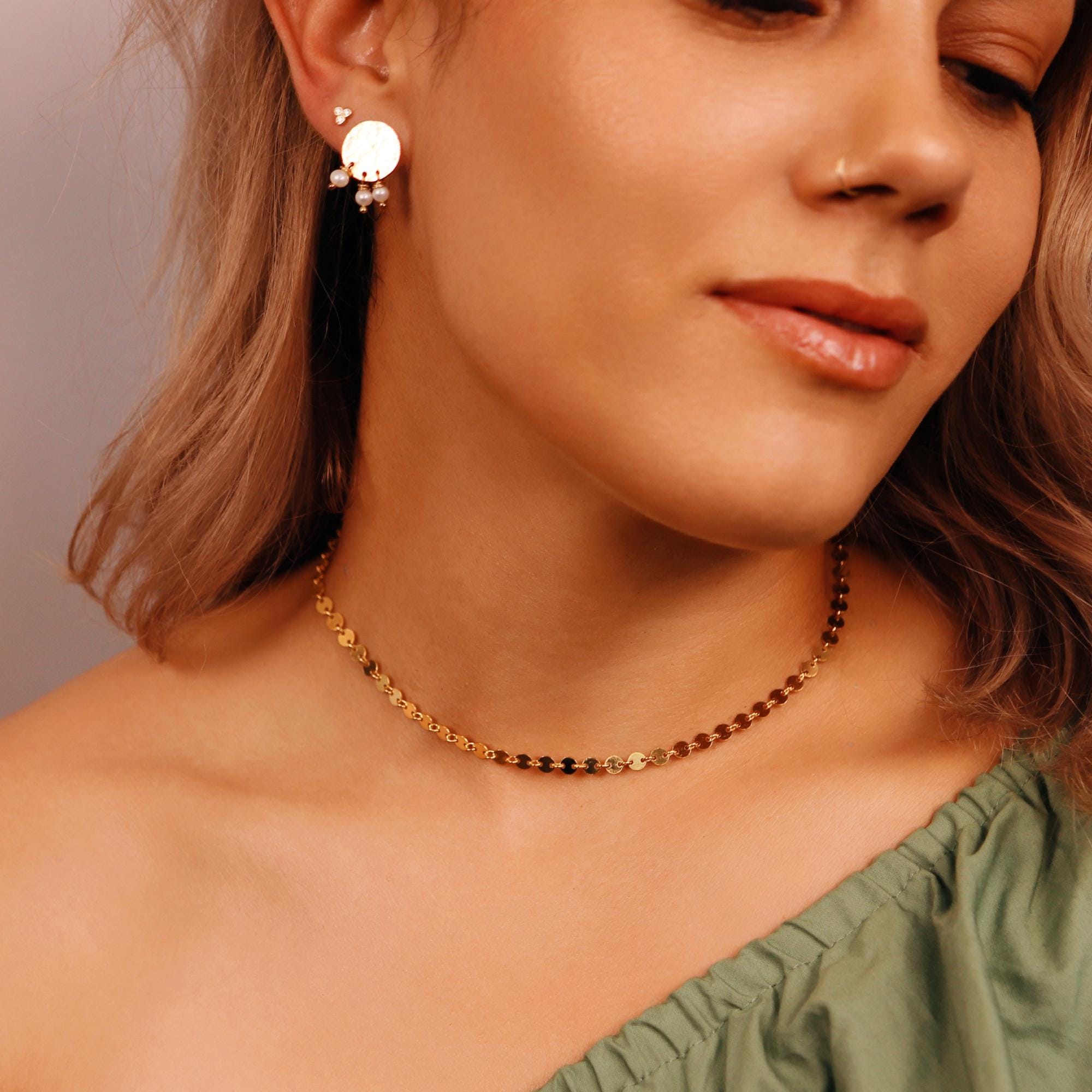 Gold Disc Pearl Earrings, Modern Bridal Pearl Stud Earrings, Wedding Jewelry, Gold Filled Stud Earrings, Pearl Earrings, Modern Bride