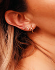 Cz Square Flat Back Earrings 14k Solid Gold, Internally Threaded Earrings (SINGLE or PAIR)