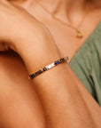 Birthstone Gold Cuff Bracelet, Hand Stamped Goddess Bracelet, Lab Grown Sapphire, Emerald, Ruby Personalized Bracelet, Mother's Day Gift
