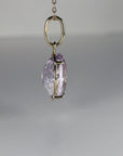 Large Lilac Amethyst Pendant Necklace 14k Solid Gold, February Birthstone Minimalist Oval Amethyst Pendant Necklace, Mother's Day Gift,