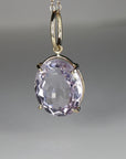 Large Lilac Amethyst Pendant Necklace 14k Solid Gold, February Birthstone Minimalist Oval Amethyst Pendant Necklace, Mother's Day Gift,