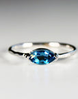 Marquise London Blue Topaz Ring, 14k GoldTopaz Engagement Ring, December Birthstone Jewelry Gift For Her, East West Marquise Gemstone Ring