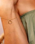 Open Heart Bracelet Gold Vermeil, Minimalist Gold Heart Charm Bracelet For Women, Chain With Heart Bracelet, Gold Vermeil Jewelry