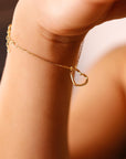 Open Heart Bracelet Gold Vermeil, Minimalist Gold Heart Charm Bracelet For Women, Chain With Heart Bracelet, Gold Vermeil Jewelry