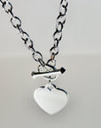 Sterling Silver Engraveable Personalized Heart Necklace, Silver Toggle Heart Pendant Necklace, Gift For Her, Custom Mother's Day Gift
