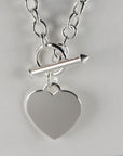 Sterling Silver Engraveable Personalized Heart Necklace, Silver Toggle Heart Pendant Necklace, Gift For Her, Custom Mother's Day Gift
