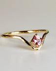 Princess Cut Pink Tourmaline Ring V Band in 14k Gold