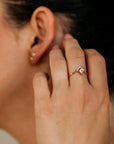 Princess Cut Pink Tourmaline Ring V Band in 14k Gold
