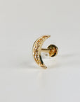 Crescent Moon Flat Back Earring in 14k Solid Gold