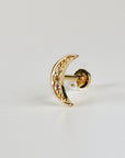 Crescent Moon Flat Back Earring in 14k Solid Gold