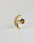 Crescent Moon Flat Back Earring 14k Solid Gold - Melt'm Jewelry