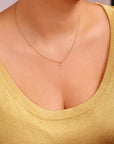 Genuine Diamond Initial Necklace 14k Gold