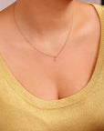 Genuine Diamond Initial Necklace 14k Gold