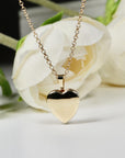 14k Solid Gold Personalized Heart Locket Necklace, Memorial Photo Pendant Necklace
