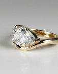 2 ct. Pear Moissanite Floating Ring 14k Gold, East West Unique Sideway Pear Moissanite Ring, Gift For Her