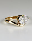 2 ct. Pear Moissanite Floating Ring 14k Gold, East West Unique Sideway Pear Moissanite Ring, Gift For Her