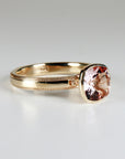 Cushion Cut Rose de France Amethyst Ring 10k Gold, Bezel Set Solitaire Engagement Ring