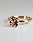 Cushion Cut Rose de France Amethyst Ring 10k Gold, Bezel Set Solitaire Engagement Ring - Melt'm Jewelry