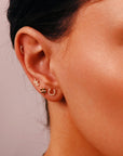 Cz Horseshoe Earring 14k Solid Gold, Internally Threaded Flat Back Cartilage Earring - Melt'm Jewelry