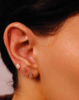 Marquise CZ Simulated Diamond Bezel Earring 14k Solid Gold, Flat Back Internally Threaded Earring