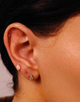 Emerald Cut CZ Diamond Bezel Set Earring 14k Solid Gold, Flat Back Internally Threaded (SINGLE) - Melt'm Jewelry