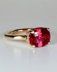 5.2 ct Weight Cushion Cut Lab Grown Ruby Ring 14k Gold, East West Ruby Ring, Minimalist Solitaire Ring, Thick Band Ring, Anniversary Gift