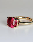 5.2 ct Weight Cushion Cut Lab Grown Ruby Ring 14k Gold, East West Ruby Ring, Minimalist Solitaire Ring, Thick Band Ring, Anniversary Gift