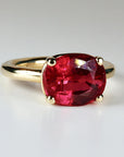 5.2 ct Weight Cushion Cut Lab Grown Ruby Ring 14k Gold, East West Ruby Ring, Minimalist Solitaire Ring, Thick Band Ring, Anniversary Gift