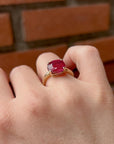 5.2 ct Weight Cushion Cut Lab Grown Ruby Ring 14k Gold, East West Ruby Ring, Minimalist Solitaire Ring, Thick Band Ring, Anniversary Gift