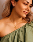 Lemon Topaz Necklace 14k Solid Gold, Minimalist Rose Cut Yellow Lemon Topaz Pendant Necklace, Mother's Day Gift for New Mom