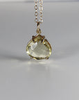 Lemon Topaz Necklace 14k Solid Gold, Minimalist Rose Cut Yellow Lemon Topaz Pendant Necklace, Mother's Day Gift for New Mom