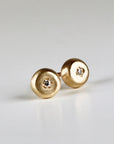 Rustic Diamond Pebble Stud Earrings 14k Solid Gold (SINGLE or PAIR) - Melt'm Jewelry