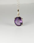 Large Amethyst Pendant Necklace 14k Solid Gold February Birthstone Minimalist Oval Amethyst Pendant Necklace, Mother's Day Gift for New Mom