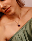 Large Amethyst Pendant Necklace 14k Solid Gold February Birthstone Minimalist Oval Amethyst Pendant Necklace, Mother's Day Gift for New Mom