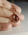 Drop Smokey Quartz Pendant Necklace in 14k Solid Gold