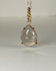 Drop Smokey Quartz Pendant Necklace 14k Solid Gold, Minimalist Pear Smoky Quartz Charm Pendant Necklace, Mother's Day Gift for New Mom