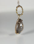 Drop Smokey Quartz Pendant Necklace 14k Solid Gold, Minimalist Pear Smoky Quartz Charm Pendant Necklace, Mother's Day Gift for New Mom