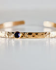 Birthstone Gold Cuff Bracelet, Hand Stamped Goddess Bracelet