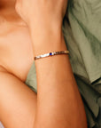 Birthstone Gold Cuff Bracelet, Hand Stamped Goddess Bracelet, Lab Grown Sapphire, Emerald, Ruby Personalized Bracelet, Mother's Day Gift