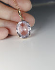 Large Lilac Amethyst Pendant Necklace 14k Solid Gold, February Birthstone Minimalist Oval Amethyst Pendant Necklace, Mother's Day Gift,