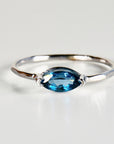 Marquise London Blue Topaz Ring, 14k GoldTopaz Engagement Ring, December Birthstone Jewelry Gift For Her, East West Marquise Gemstone Ring