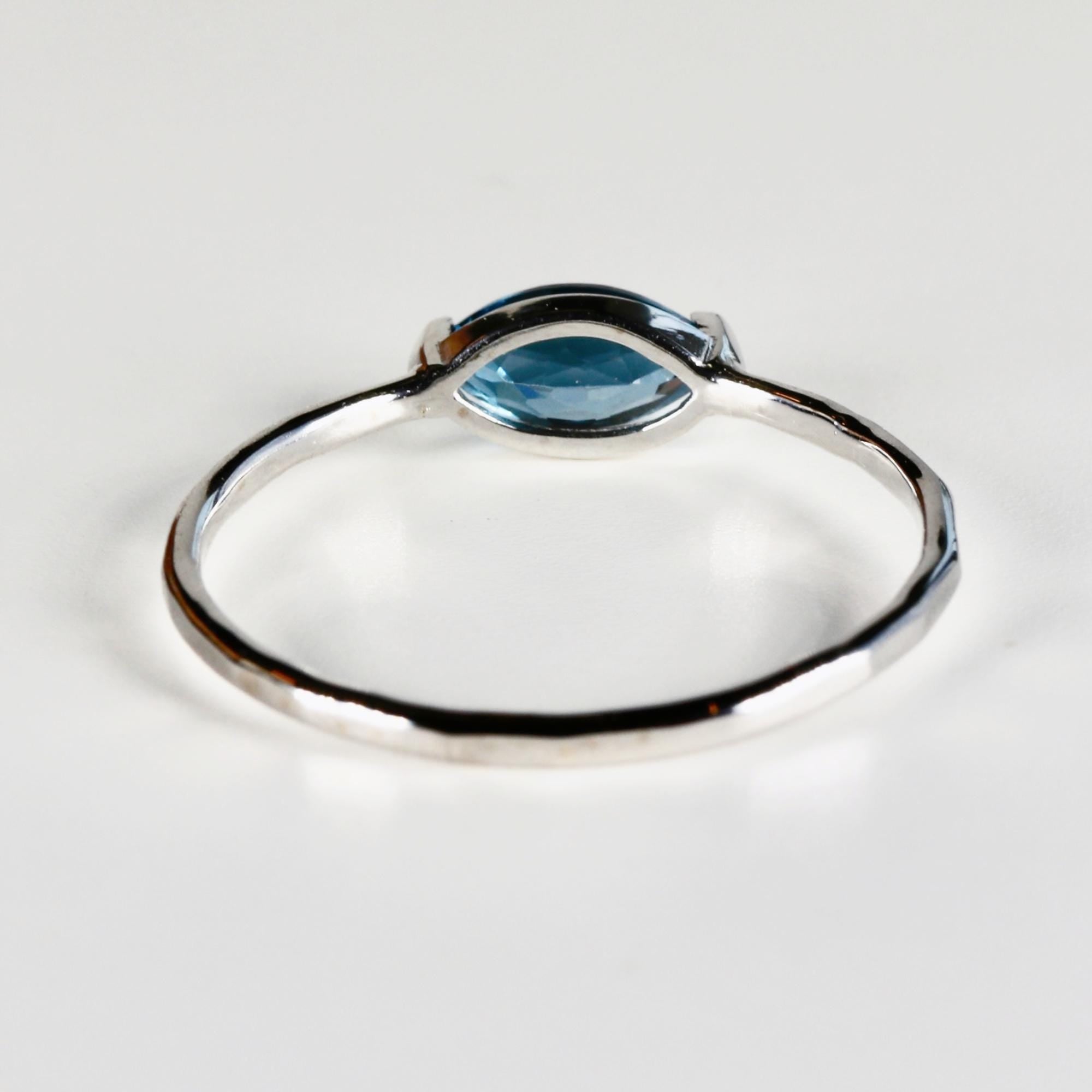 Marquise London Blue Topaz Ring, 14k GoldTopaz Engagement Ring, December Birthstone Jewelry Gift For Her, East West Marquise Gemstone Ring