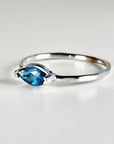 Marquise London Blue Topaz Ring, 14k GoldTopaz Engagement Ring, December Birthstone Jewelry Gift For Her, East West Marquise Gemstone Ring
