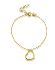 Open Heart Bracelet Gold Vermeil, Minimalist Gold Heart Charm Bracelet For Women, Chain With Heart Bracelet, Gold Vermeil Jewelry